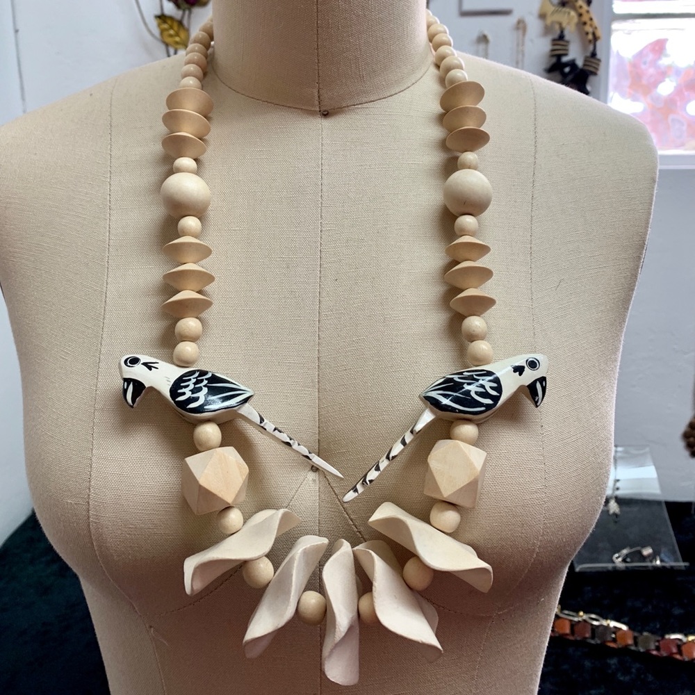 Birds Handcrafted Wood Necklace